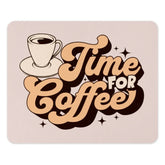 Time for Coffee Mouse Pad, Retro Style Mousepad, Coffee Lover Gift, Desk Decor, Trendy Work Space Accessory, Home Office Mouse Pad - Tawshia
